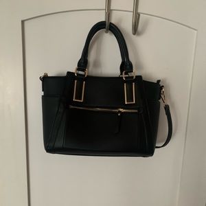 Black work tote with gold hardware